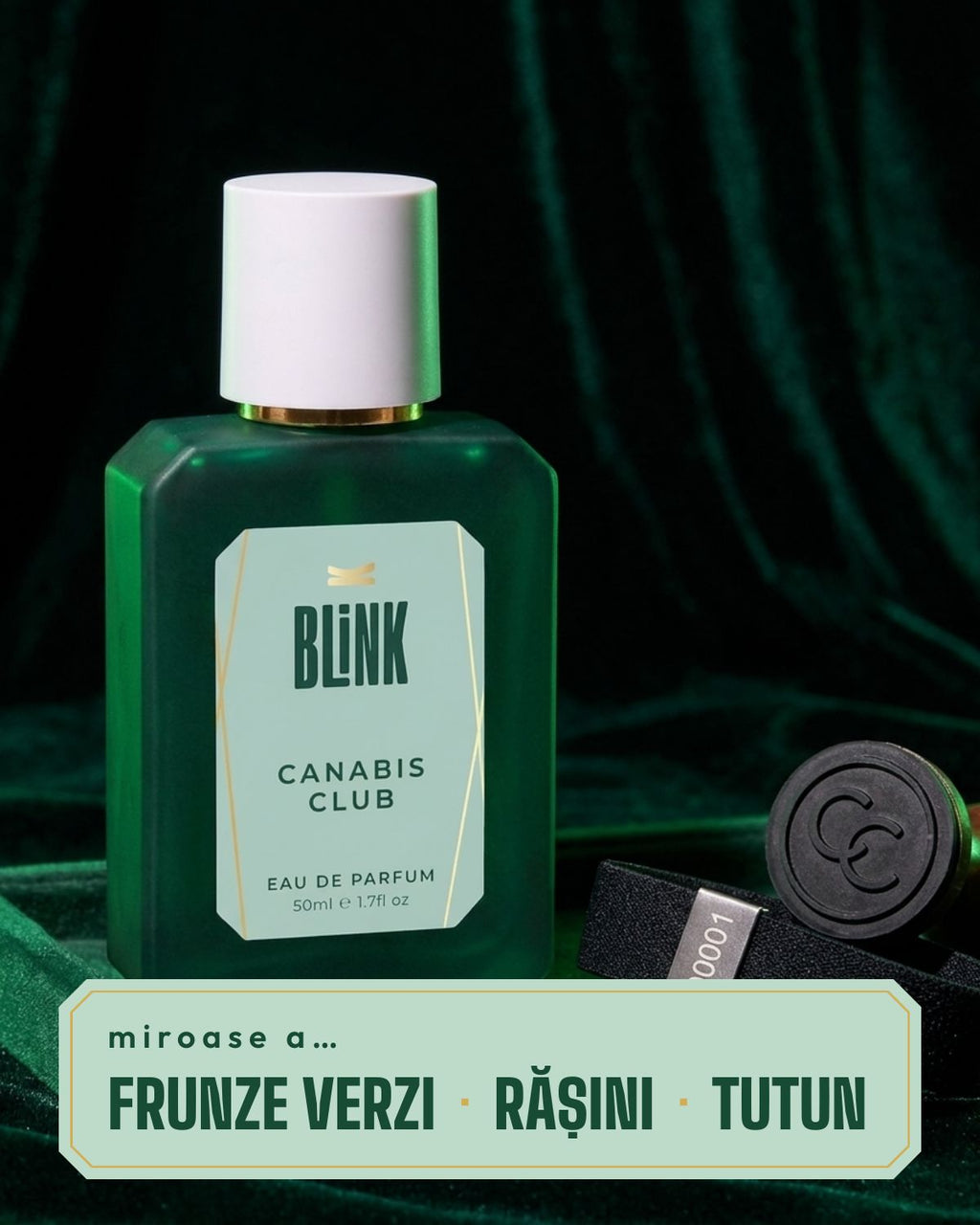 BLINK CANABIS CLUB: miroase a frunze verzi, rășini, tutun