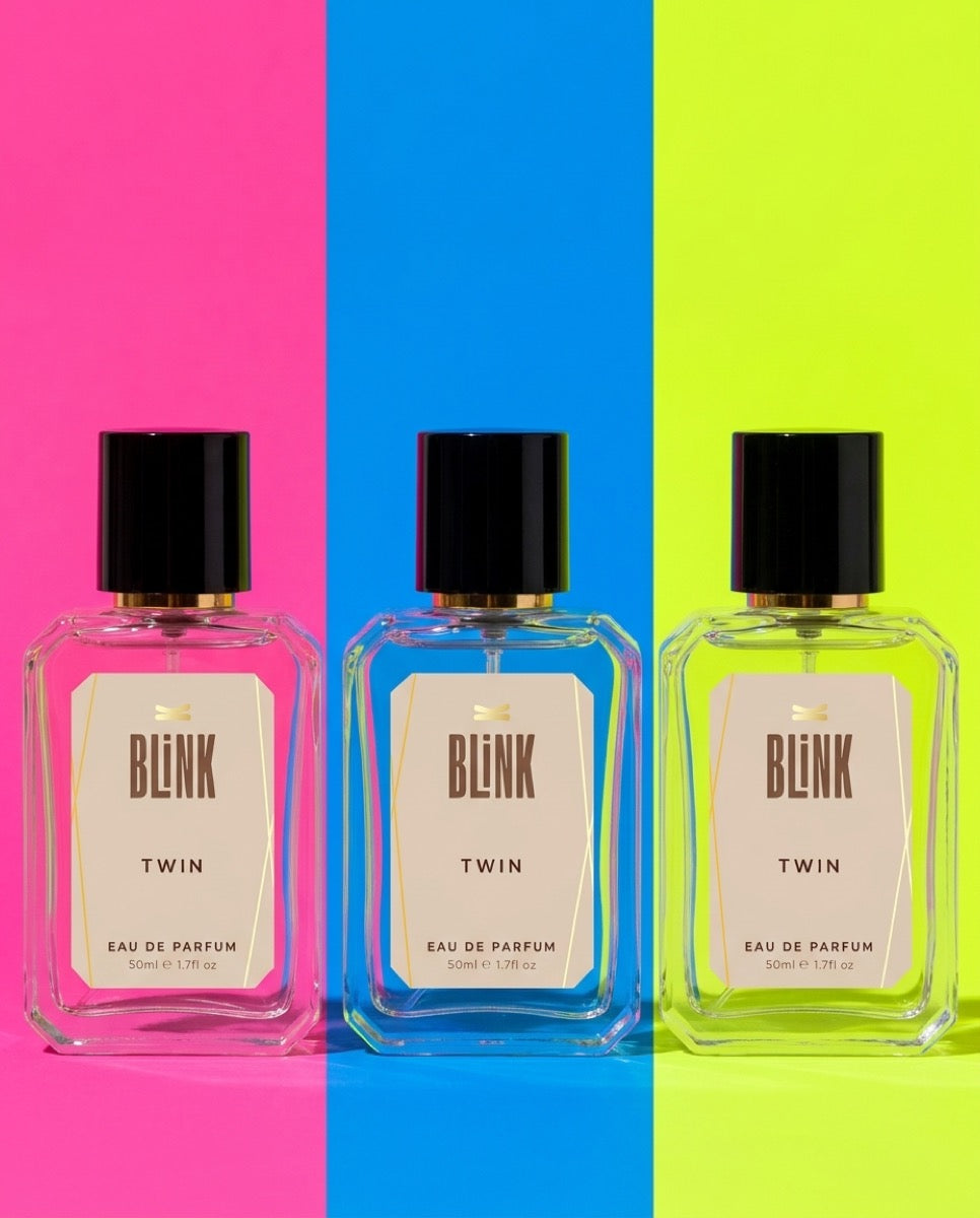 Trei sticle BLINK Twin pe dungi roz, albastru și lime