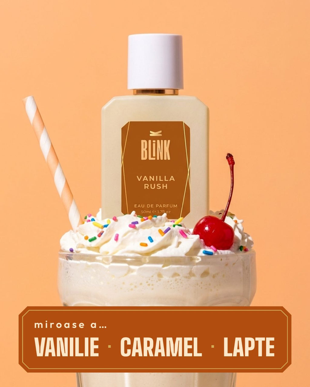 BLINK VANILLA RUSH: miroase a caramel, lapte, vanilie